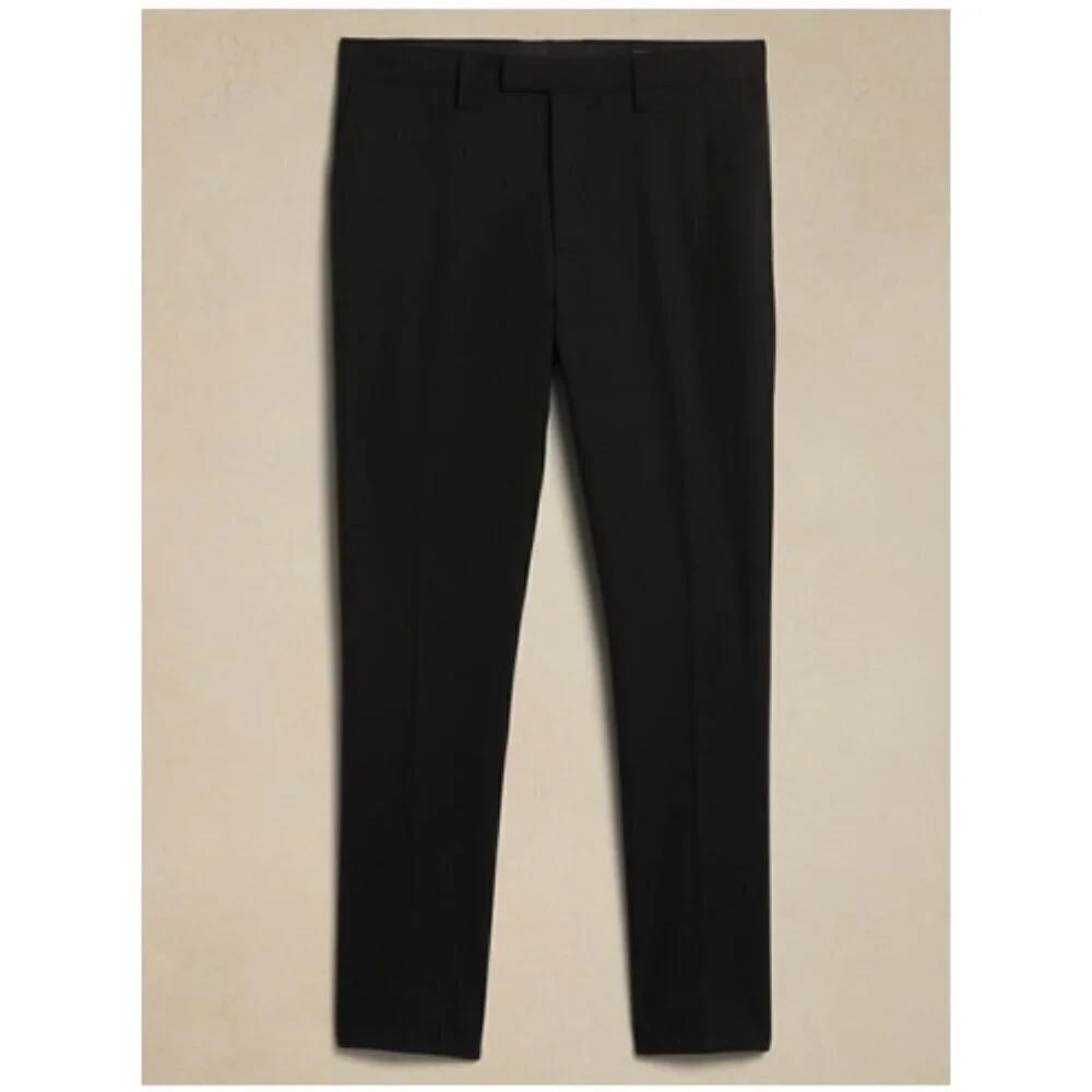 Banana Republic Modern Classic Plain Weave Suit Trouser Pants Black 38 x 36 NWT